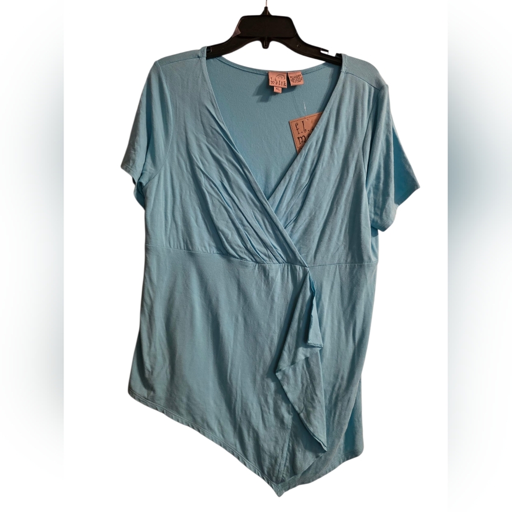 Elegant Light Blue Asymmetrical Blouse